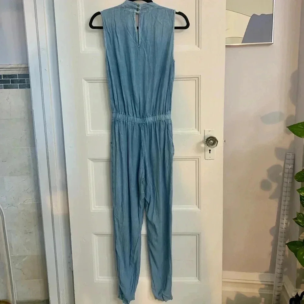 Blue denim long jumpsuit - style envy brand - Picture 2 of 5